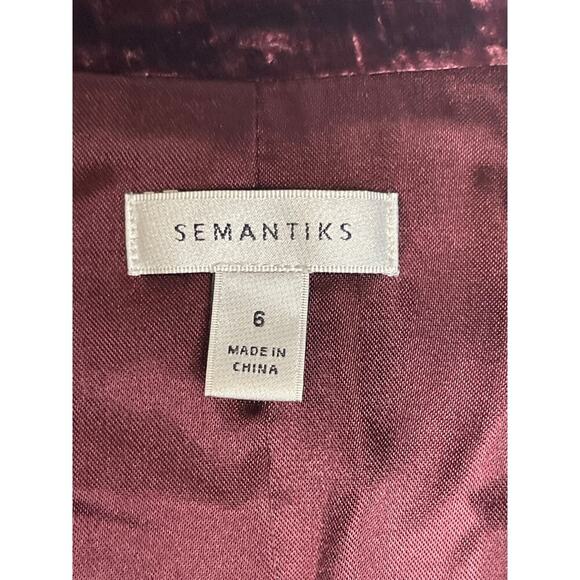 Semantiks Maroon Crushed Velvet Double Button Front Blazer Jacket Women's Size 6 - Picture 4 of 5
